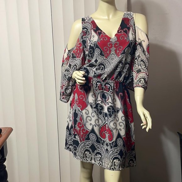 VENUS Dresses & Skirts - Women XL Gorgeous Gypsy BOHO Cold Shoulder Sheer Dress- Sexy!
